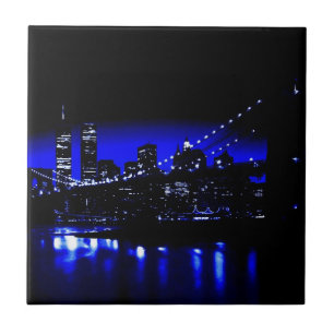 Carreau Nuit bleue New York City Brooklyn Bridge, Rivière