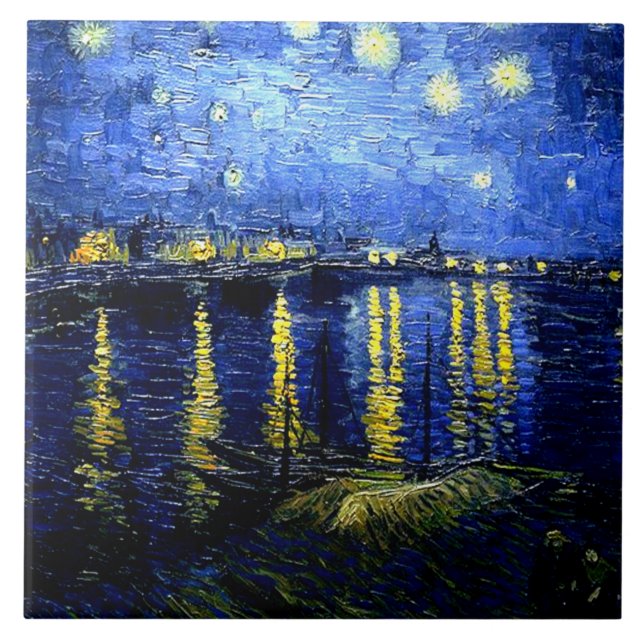 Carreau Nuit étoilée sur le Rhône (Devant)