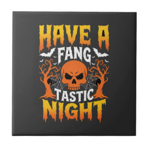 Carreau Nuit Fang-Tastique Halloween Crâne et Chauves-sour