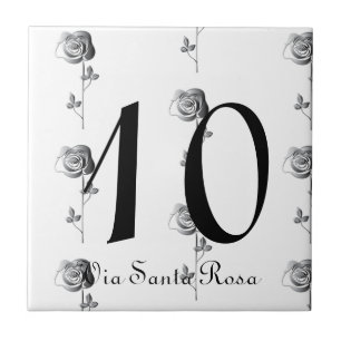Carreau Numéro de 2 chiffres Numéro de maison 3D Roses et 