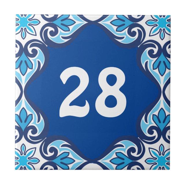 Carreau Numéro de maison, Azulejos bleu et blanc (Devant)