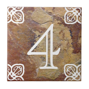 Carreau Numéro de maison - blanc espagnol sur l'ardoise