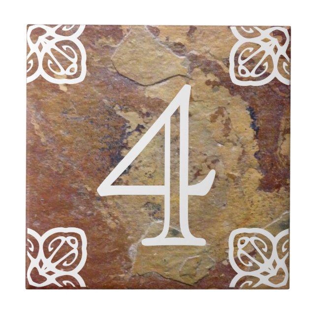 Carreau Numéro de maison - blanc espagnol sur l'ardoise (Devant)