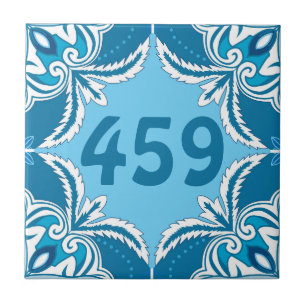 Carreau Numéro personnalisé Bleu et blanc Porto Azulejos,