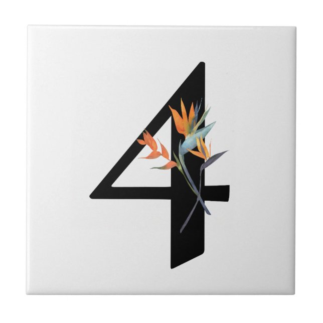 Carreau Numéros 4 Fleurs tropicales Carrelage en céramique (Devant)