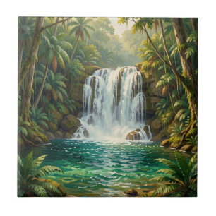Carreau Oasis de la cascade tropicale luxuriante