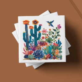 Carreau Oasis fleurie du désert