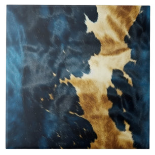 Carreau Occidental Blue Gold Cowboy Cowhgirl