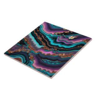 Carreau Ocean Blue Rose Gold Marbre Collection moderne