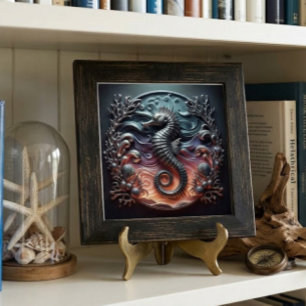 Carreau Ocean Reef & 3D Seahorse Faux Métal