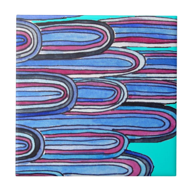 Carreau Ocean Waves aqua blue pattern (Devant)