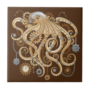 Carreau Octopus Steampunk Surreal Retro Style Machine