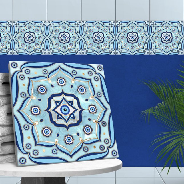 Carreau Oeil mal Amulet Mandala Ornement (Créateur téléchargé)