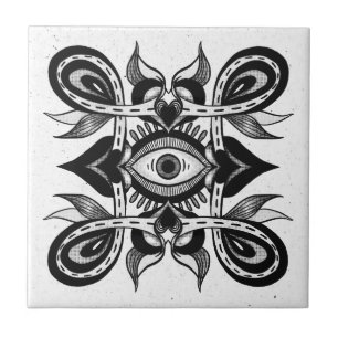 Carreau Oeil ornemental - Style de tatouage botanique Weir
