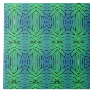 Carreau Oeil vert bleu noir géométrique des lignes