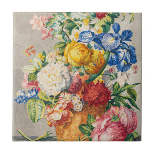 Carreau Œuvre d'art murale florale botanique pastel élégan