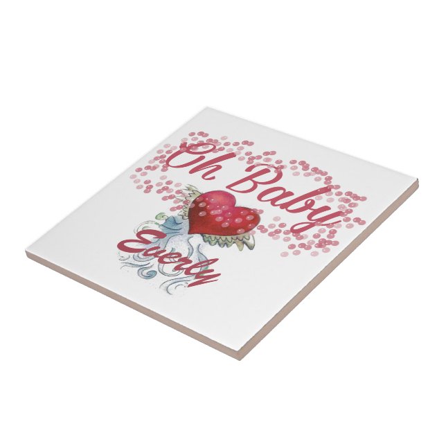 Carreau Oh Baby Personnalisé Fille Rose (Côté)