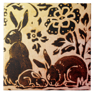 Carreau Oiseau Brown de rouille Floral Automne Feuilles Ba