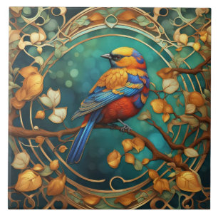 Carreau Oiseau coloré Art Nouveau Art Déco Multicolore