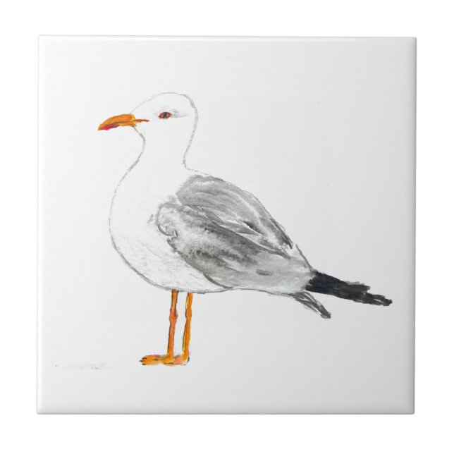 Carreau Oiseau de mer Faune Aquarelle Art mignon Nautique (Devant)
