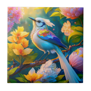 Carreau Oiseau Fantastique Jay Ailé Arc-en-Ciel