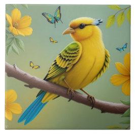 Carreau Oiseau jaune sur la branche