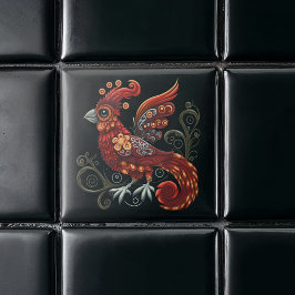Carreau Oiseau rouge lunaire
