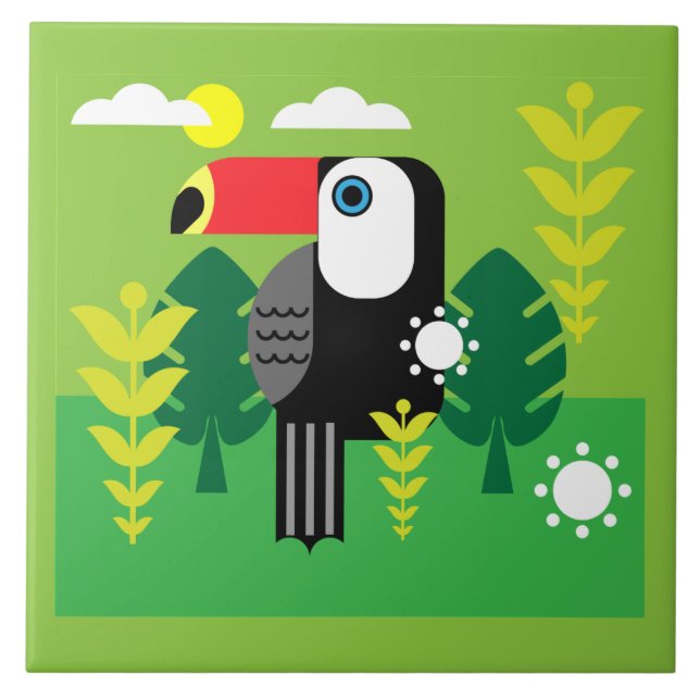 Carreau Oiseau tropical du Toucan (Devant)