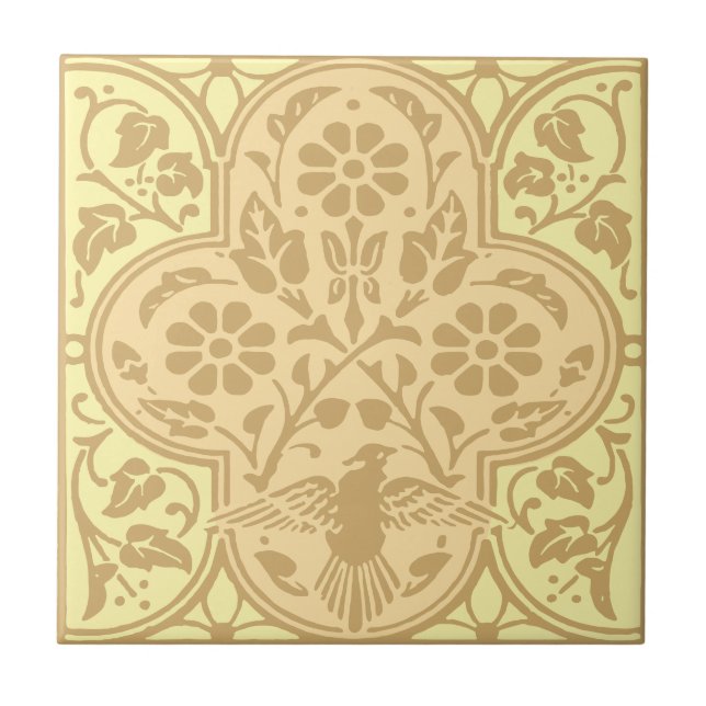 Carreau Oiseau vintage En Vin Floral Frieze Motif (Devant)