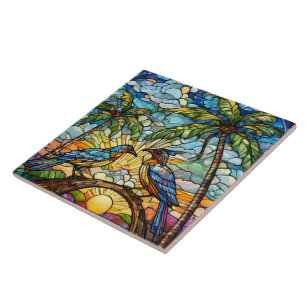 Carreau Oiseaux à Sunrise Art en verre tendu