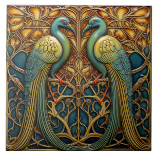Carreau Oiseaux Antique Art Nouveau Décor Nature Inspiré
