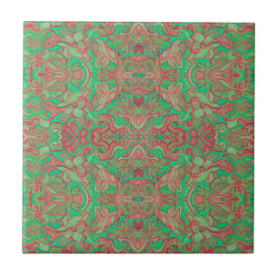 Carreau Oiseaux Arabesque Oriental Bohemian Boho Red Green
