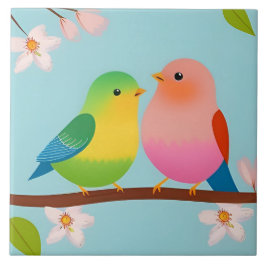 Carreau Oiseaux de caricature colorés perchés sur une bran