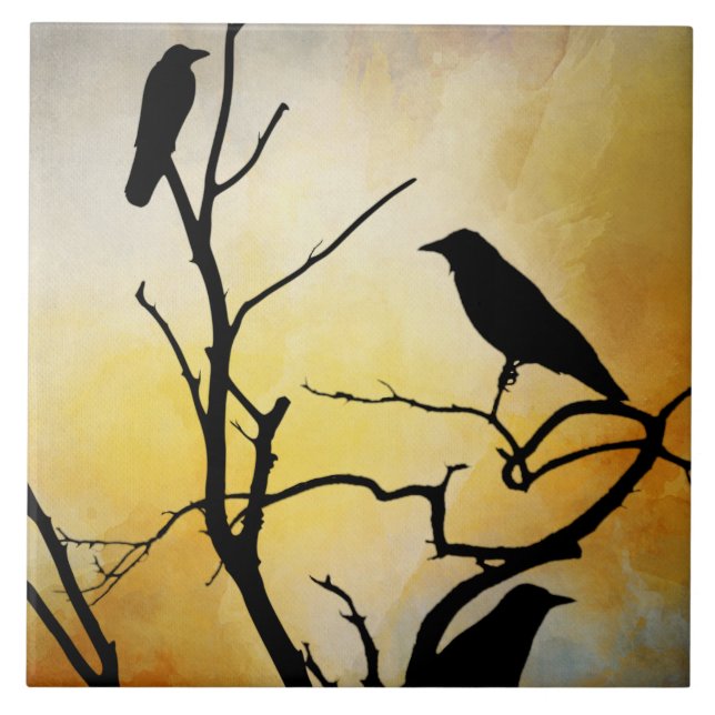 Carreau Oiseaux de corneille sur oiseau d'arbre 95 (Devant)