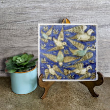 Oiseaux de mer bleu antique Goéland Pélican Mouett