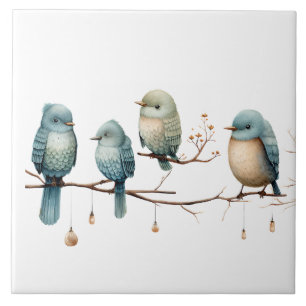 Carreau Oiseaux lunaires sur Branches Élégance intemporell
