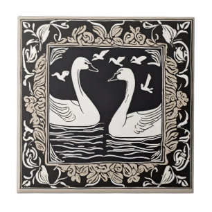 Carreau Oiseaux rétro Cygnes Vintages Art Déco Art Nouveau