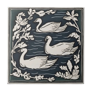 Carreau Oiseaux rétro Vintages Art Nouveau Swans Art Déco