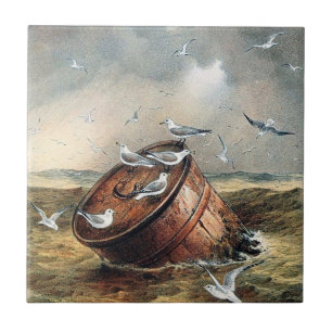 Carreau Oiseaux Sur Un Baril De Céramique