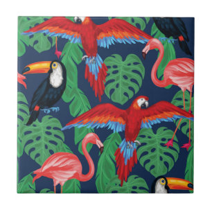 Carreau Oiseaux Tropicaux Aux Couleurs Lumineuses