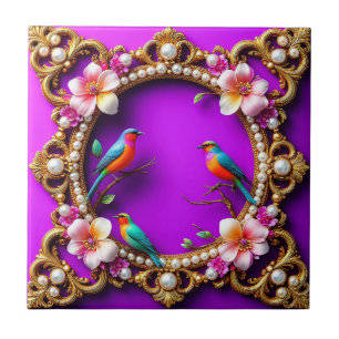 Carreau Oiseaux Vibrants Posés