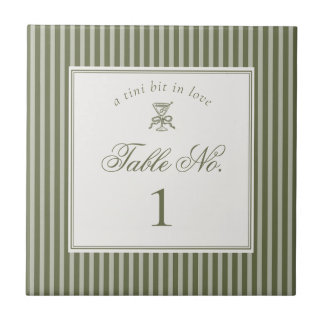Carreau Olive Martini Old Money Wedding Table Number