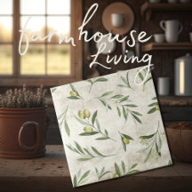 Olives rustiques Toscane Vintage Aquarelles neutre