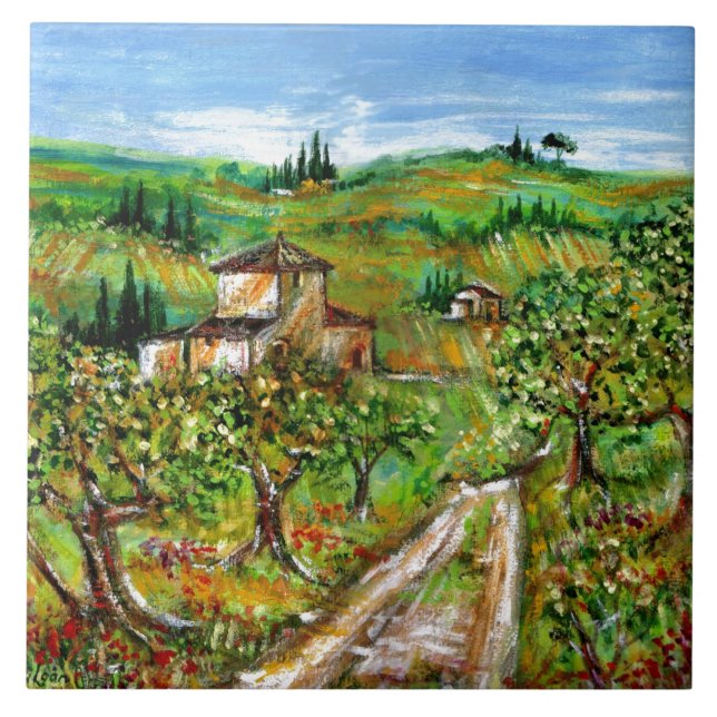 CARREAU OLIVIERS DANS LE PAYSAGE TOSCANE (Devant)