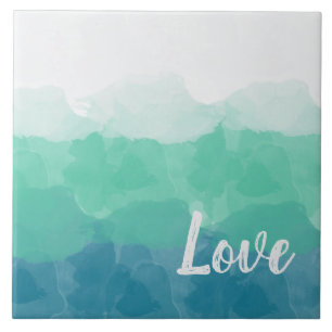 Carreau Ombre bleu turquoise et dégradé d'amour vert