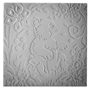 Carreau Ombre gris Ours Bois Embossés Nature Florale