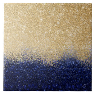 Carreau Ombre Parties scintillant or et bleu design de lux