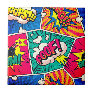 Carreau OMG BOOM Tile - Retro Comic Pop Art Fun!