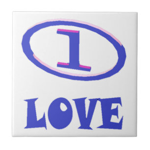 Carreau One Love art motif bleu touche pourpre