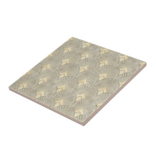 Carreau Or beige, motif Art Déco, vintage, rétro, chic, 